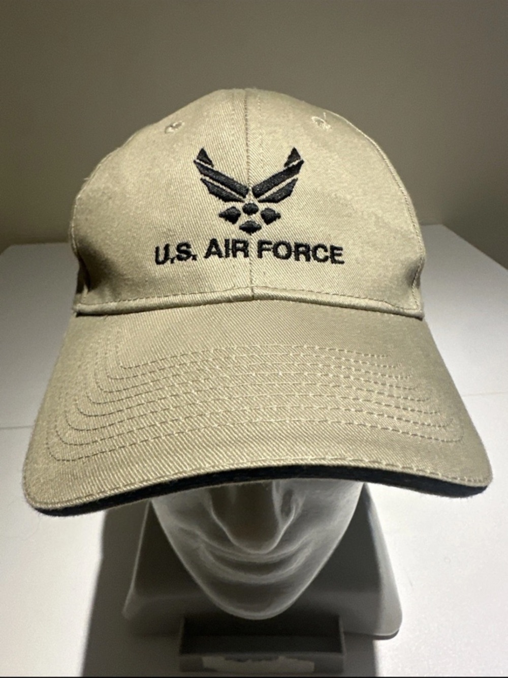 Port and Company U.S. Air Force Embroidered Khaki Baseball Cap with Black Logo